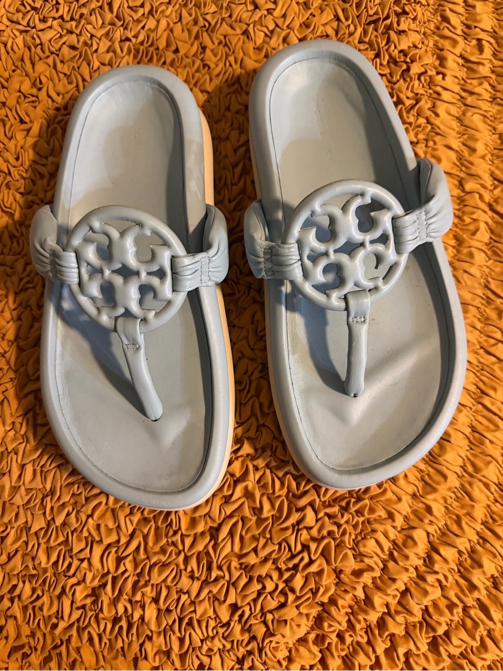 Tory Burch Light Blue  Logo Thong Sandals